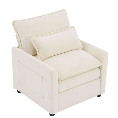 Modern Single Seat Accent Chair With Side Storage Pockets