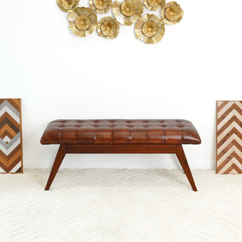 Maja - Bench - Cognac / Dark Brown