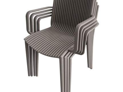 4 Piece Stackable Single Chairs With Vertical Stripe Design For All Weather