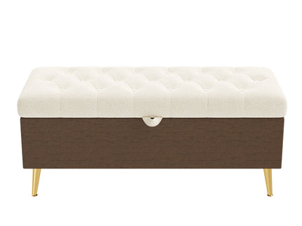 Modern Tufted Storage Ottoman Bench With Metal Legs