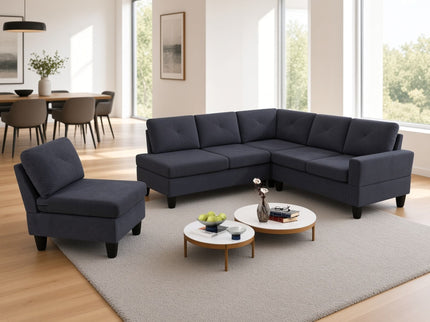 Modular L - Shaped Sectional Sofa 6 Seater 4 Piece Couch With Chaise