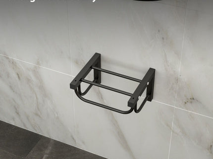 Rectangular Bathroom Sink With Towel Bar & Faucet Hole, Wall Mounted - White