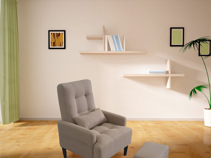 Living Room Sofa Single Chair And Ottoman, Modern Multi-Function Fabric Living Room Sofa Lounge Chair Bed And Stool. Soft Leisure Single Chair Adjustable Into 5 Angles With Sofa Bed