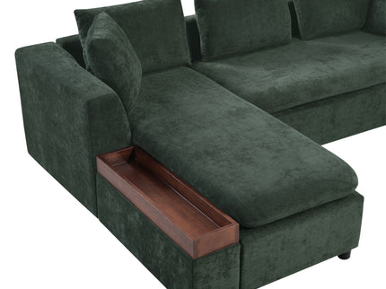 Modern L Shaped Sectional Sofa With Upholstery And Wooden Storage