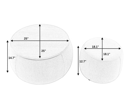 Round Storage Ottoman, 2 In 1 Function, End Table And Ottoman