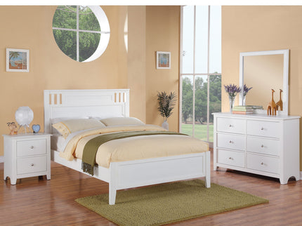 Simple Frame With Headboard And Vertical Carved Design
