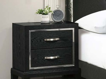 Nightstand With USB Port, Tapered Legs - Black