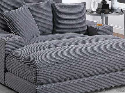 Upholstered Chaise Lounge With Cup Holders USB Port And Pillows
