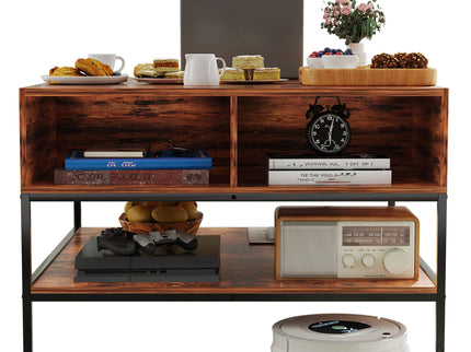 Rustic Flip Top Coffee Table With Hidden Storage - Black / Brown