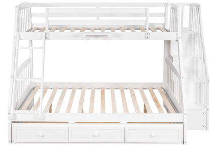 Bunk Bed With Drawers, Ladder And Storage Staircase