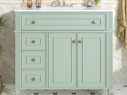 Bathroom Vanity With Sink, 3 Drawers & 2 Soft-Close Doors