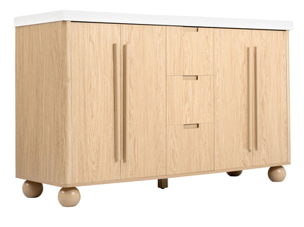 Double Sink Bathroom Vanity With Sinks, Soft Close Doors & 3 Drawers - Wood