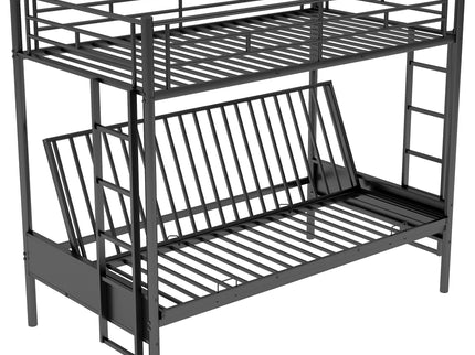 Twin Over Full Bunk Bed, Multifunction - Black