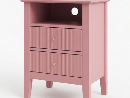 Fluted Nightstand With 2 Drawers