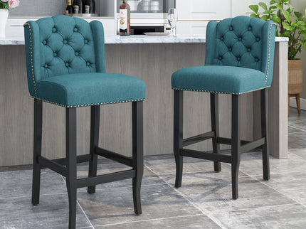 Vienna - Contemporary Fabric Tufted Wingback Counter Stools (Set of 2)