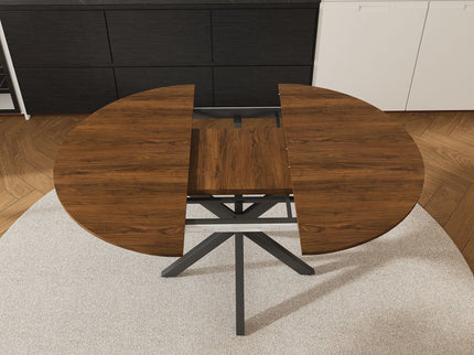 Round Dining Table With Extendable Blades, X Base