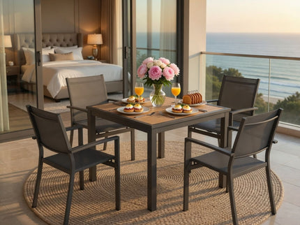 5 Piece Patio Dining Set, Table And Chairs For Outdoor Use - Gray