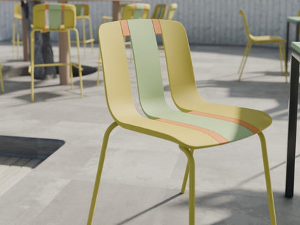 Modern Striped Blocking Single Chairs (Set of 4)