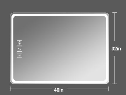 Bathroom Mirror Vanity Mirrors With Front Lights, Wall Mounted, Anti-Fog, Frameless, Horizontal Or Vertical