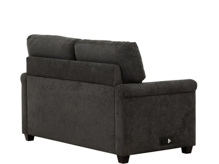Convertible Twin Sleeper Sofa With USB Ports, 2 Seater Upholstered Loveseat - Dark Gray