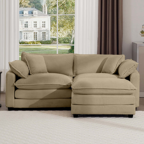 Oversized Modular Cushion Sofa With Ottoman, Low Back, Deep Seating Sofa Set