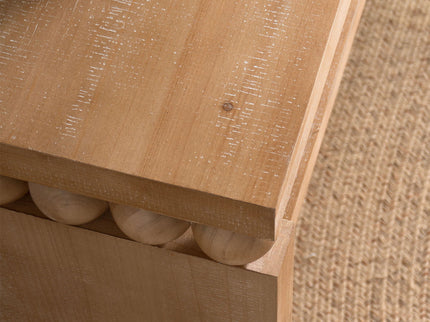 Modern Rustic Console Table, Wood Entryway Table With Shelf & Decorative Bead Detail - Natural