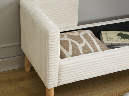 Upholstered Corduroy Flip Top Storage Bench For Living Room