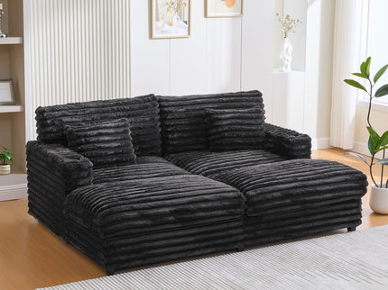 Oversized Double Chaise Lounge Sofa Bed With USB Ports And Cup Holders
