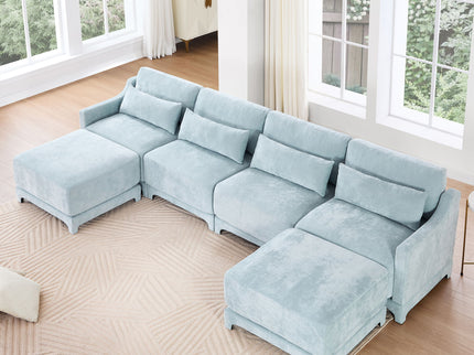 Stylish Sofa With Ottoman And Lumbar Pillows, Ergonomic Design