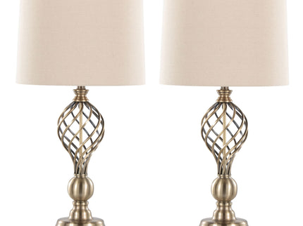 Linx - Twist Contemporary Table Lamp (Set of 2) - Antique Soft Brass / White