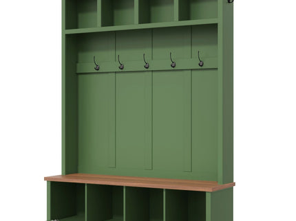 Hall Tree With Storage Bench Mudroom Coat Rack With 6 Hooks