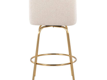 Toriano - Contemporary, Fixed Height Counter Stool With Swivel With Round Footrest (Set of 2)