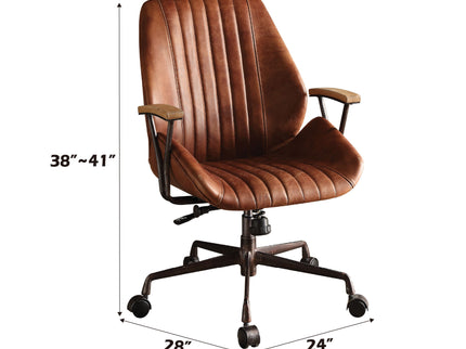 Brancaster - Aluminum Top Grain Leather Office Chair - Coffee