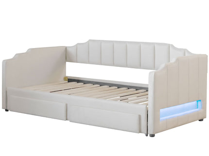 Extendable Daybed With LED Light And 2 Storage Drawers