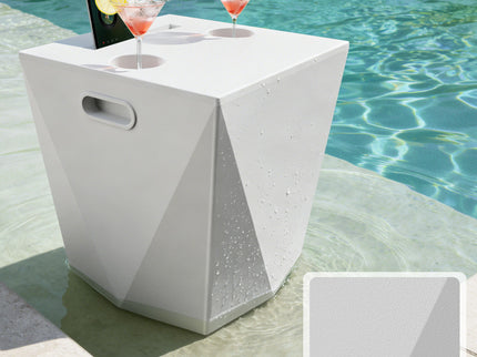 End Table With 2 Cup Holders And 1 Tablet Holder For Outdoor - White