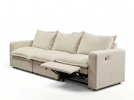 Plush Pillow Top Reclining Sofa, 3 Seat - Cream Beige