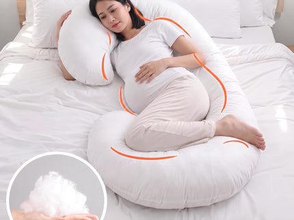 C - Shape Pregnancy Body Pillow With Soft Cover For Back - White
