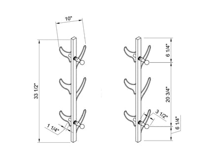 Vertical Eight Hook Coat Rack Wall Mount