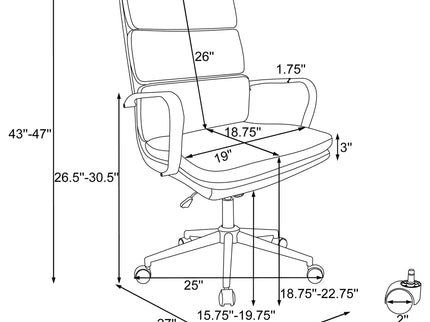 Molly - Upholstered Adjustable High Back Office Chair With Base - White