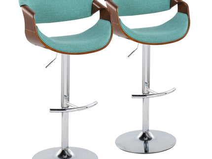 Curvo - Mid Century Modern Adjustable Barstool With Swivel With Rounded T Footrest (Set of 2)