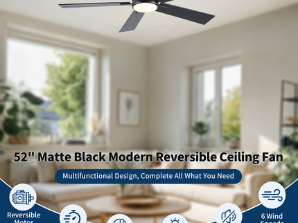Reversible Motor Integrated LED Dimmable Ceiling Fan With Light