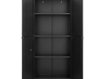 Adjustable 2 Door Kitchen Pantry Cabinet With Striped Design