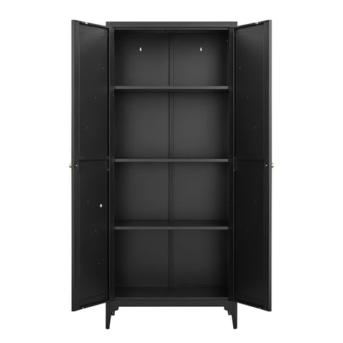 Adjustable 2 Door Kitchen Pantry Cabinet With Striped Design