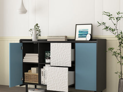 Modern Sideboard Buffet Cabinet With Doors And Unique Panel Styling