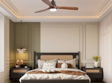 52" Ceiling Fan With LED Light, 3 Adjustable Color Temperatures, Reversible DC Motor For Living Room & Bedroom - Coffee