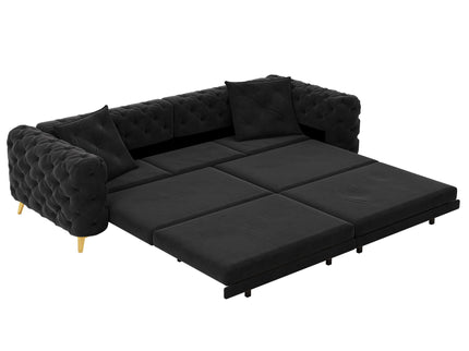 3 In 1 Convertible Sleeper, Deep Seat Pull Out Sofa Bed, Button Tufted
