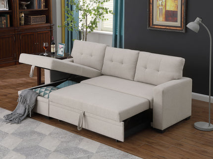 Upholstered Pull Out Sectional Sofa With Chaise