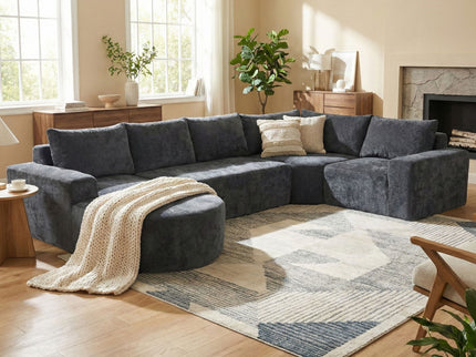 Modular Cloud Sectional Sofa Set, U-Shaped Upholstered Couch With Deep Seat