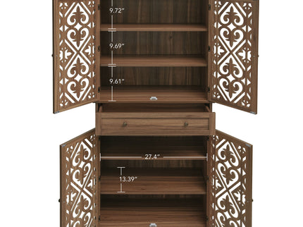 4 Door Cabinet With 1 Drawer, With 4 Adjustable Inner Shelves, Storage Cabinet