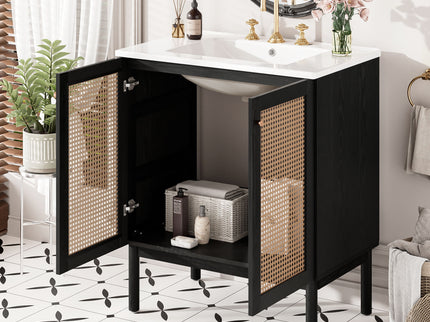 Bathroom Vanity With Soft Closing Mechanism - Black